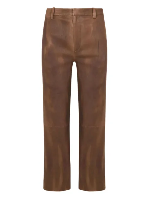 Sprwmn panelled-design leather trousers Brown BTM018LCM2