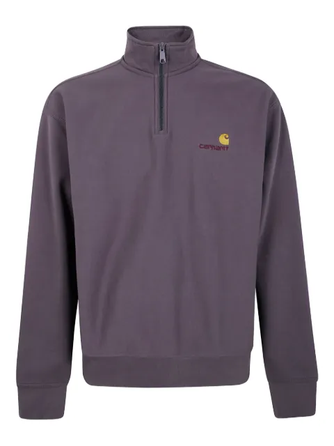 Carhartt WIP Half Zip American Script embroidered sweatshirt Grey I027014