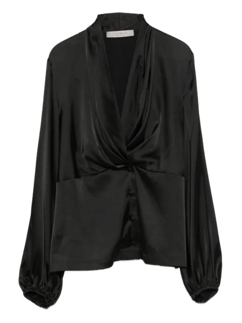 D.Exterior twisted buttoned blouse Black 61716
