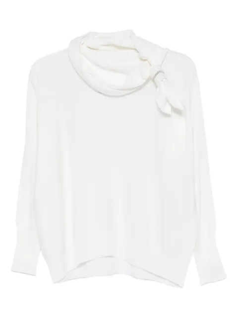 D.Exterior tie neck blouse White 61411
