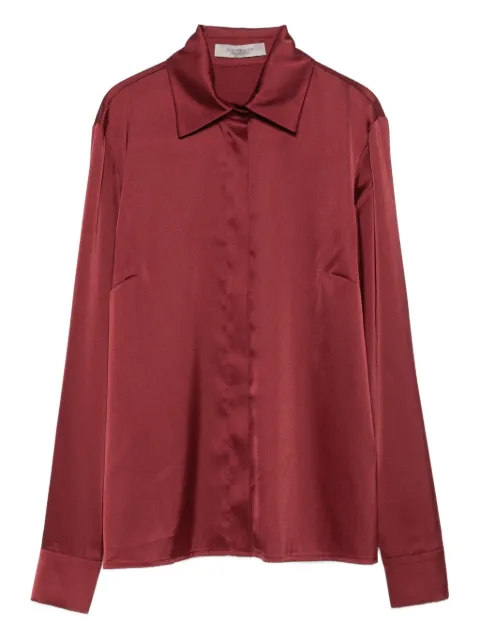 D.Exterior classic-collar satin shirt Red 61706