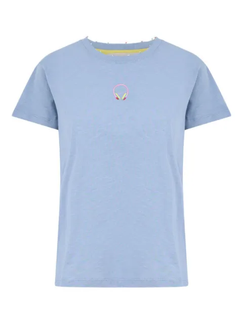 Mira Mikati headphones-embroidered T-shirt Blue TEE004G