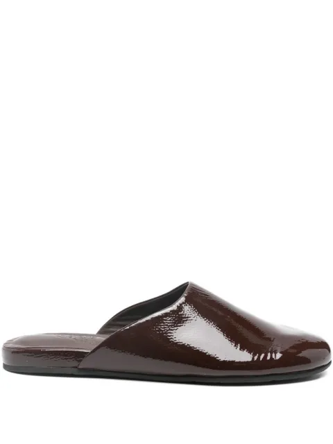 Ancient Greek Sandals patent-finish mules Brown THESLIPPERNAPLACKCHOCOLATE
