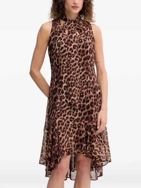 DKNY tie neck ruffled mini dress Brown DD5G2M24