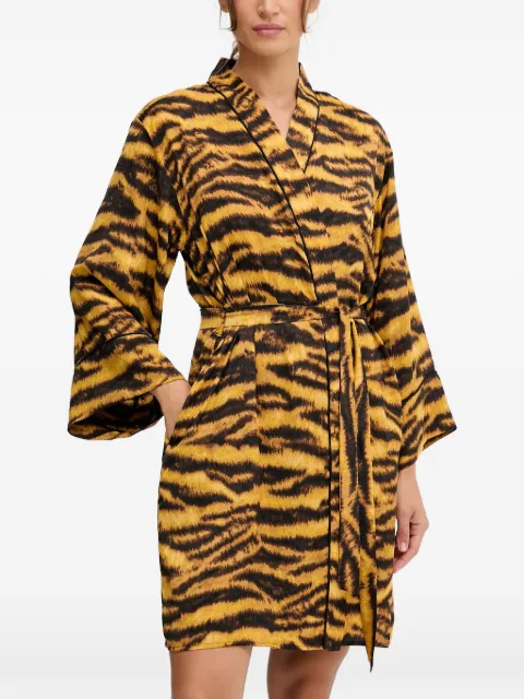 DKNY tiger print belted loungewear Yellow YI40061