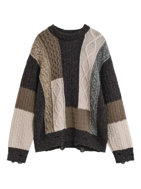Gant patchwork cable-knit sweater Brown 8040234280