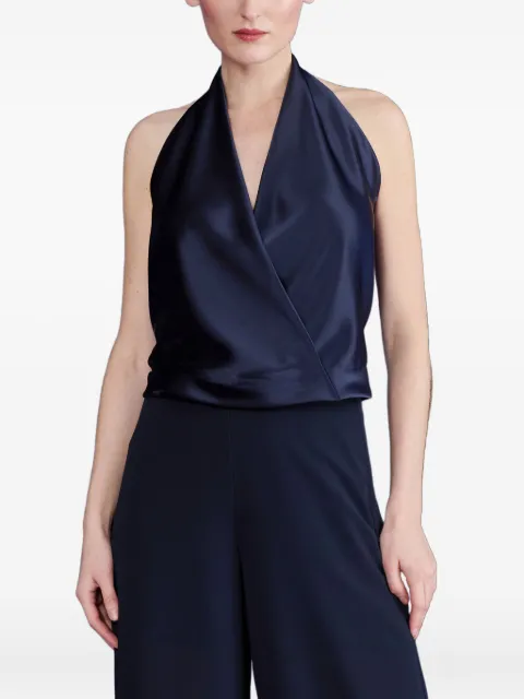 Talbot Runhof halterneck satin blouse Blue AT072301WT10