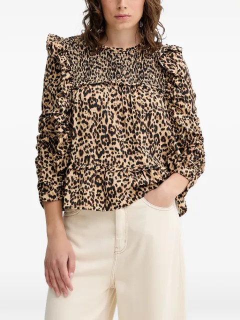 MUNTHE Crisp ruffled animal-print blouse Neutrals 252101225222