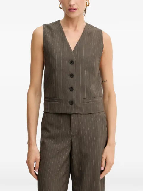 Miss Sixty button pinstripe sleeveless tank top Brown 6S3WJ43000