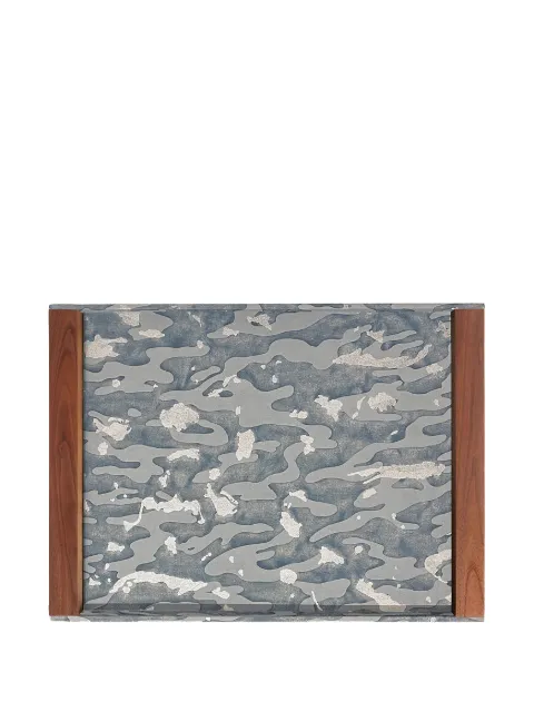 L'Objet Fortuny Camo Isole tray (56cm x 41cm) Blue LPF114