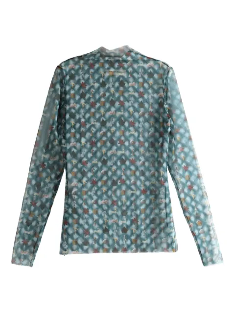YASSMIN SALEH long-sleeve patterned top Blue 31X11BLUF25