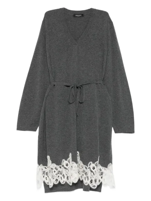 Fabiana Filippi lace-trim tie-fastening dress Grey ABD225F576L6838185