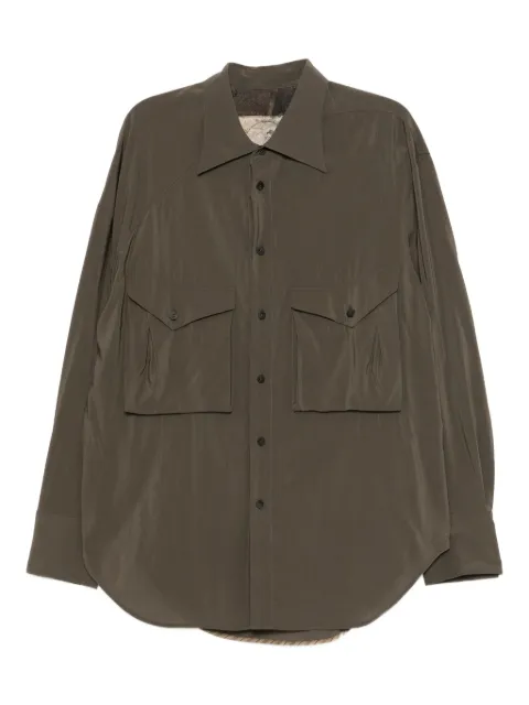 Ziggy Chen curved-hem shirt Green 0M2530703