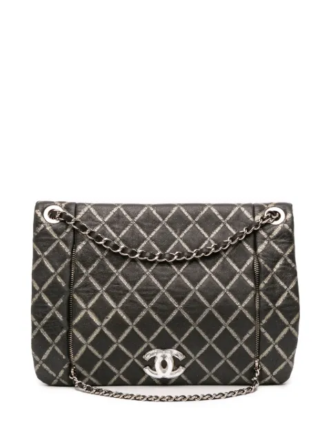 CHANEL Pre-Owned 2010-2011 Quilted Metallic Distressed Lambskin CC Crystal Flap shoulder bag Black YJV2AB1QSF211I2Z