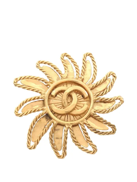 CHANEL Pre-Owned 1986-1988 Coco Mark sun-motif brooch Gold 1007522