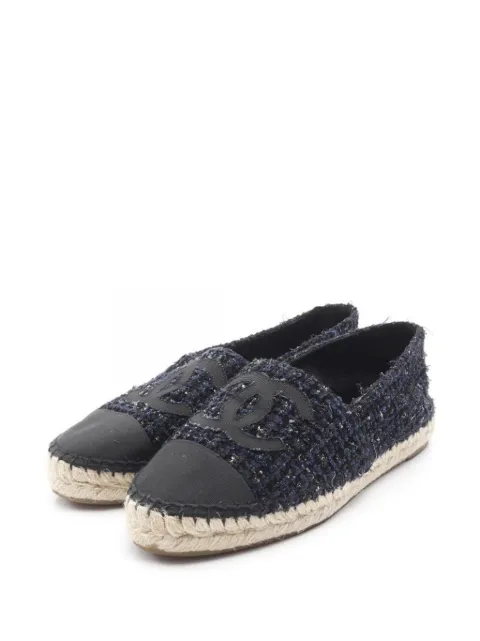 CHANEL Pre-Owned 1986-1988 Coco Mark tweed espadrilles Blue 1003129