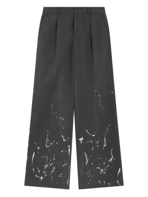 We11done pleated paint-splatter trousers Grey WDPT325235MGY