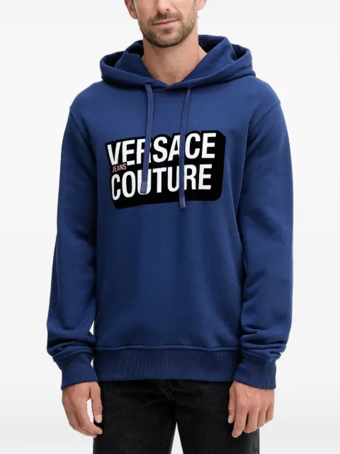 Versace Jeans Couture logo-detailed hoodie Blue 79GAIP05CF07P