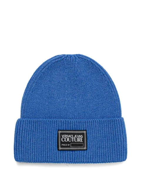 Versace Jeans Couture logo-patch beanie hat Blue 79GAZK50ZG396