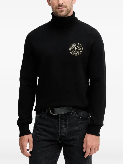 Versace Jeans Couture logo-embroidered roll-neck sweater Black 79GAFM14CMH81