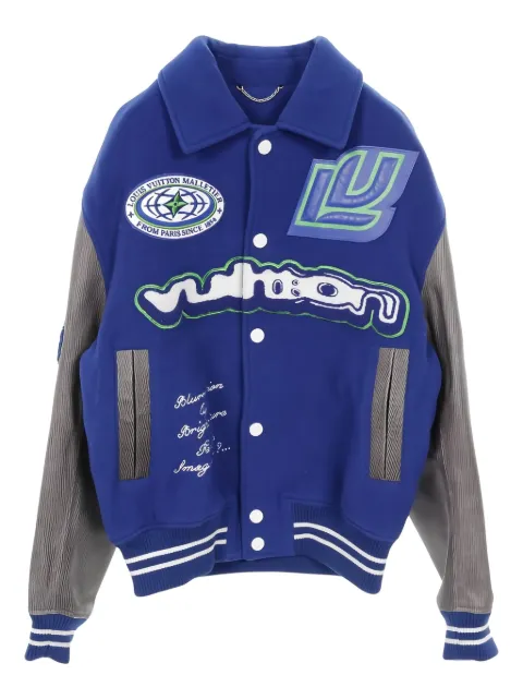 Louis Vuitton Pre-Owned 2010s appliqué varsity jacket Blue 1003686