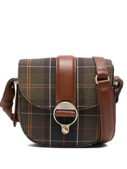 Barbour tartan-pattern buckled satchel bag Green LBA0504TN11