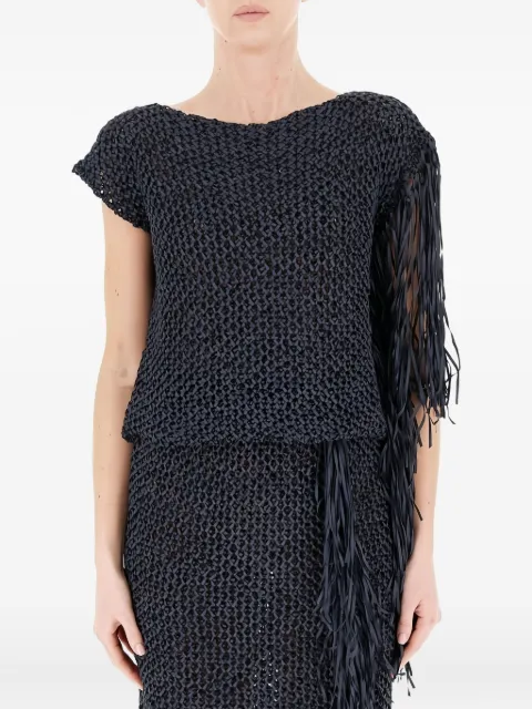 Liviana Conti short-sleeves fringed T-shirt Blue F5SA89