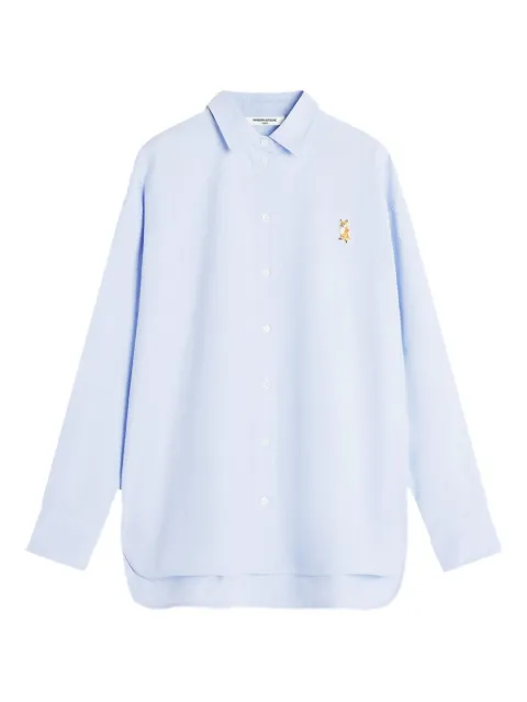 Maison Kitsuné Lady Fox embroidered shirt Blue PW00401WC5062