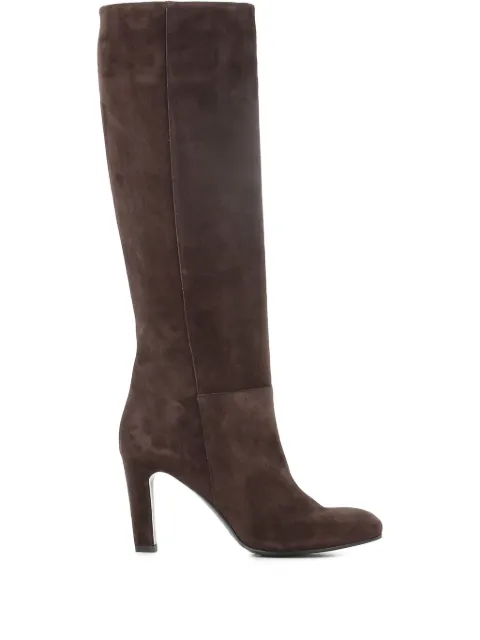 Del Carlo 80mm leather high-heel boots Brown 12028