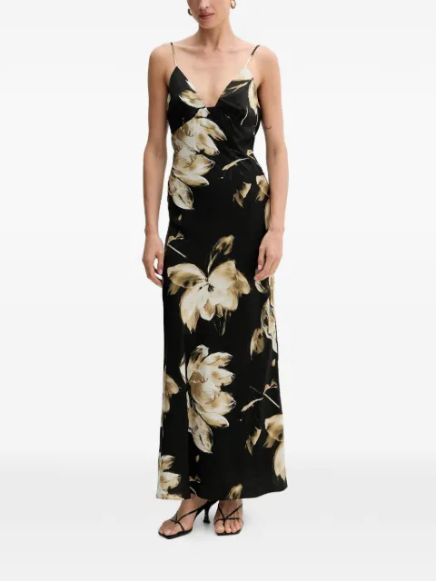 Bardot floral-print V-neck maxi dress Black 57516DB8