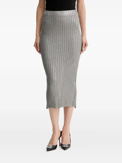 SIMONA CORSELLINI ribbed split-detail midi skirt Silver A25CPGOP0101