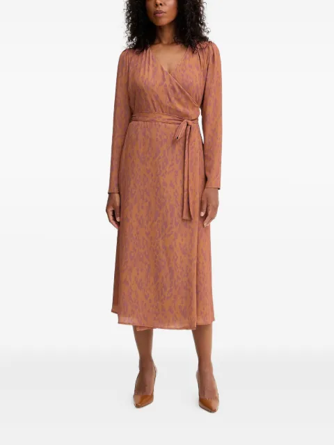 Silvian Heach long-sleeve tie midi dress Brown GPA25415VE