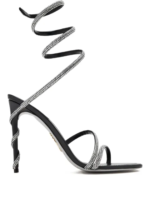 René Caovilla 105mm spiral-strap rhinestone-embellished sandals Black C12597105R001V065