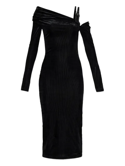 Versace Jeans Couture off-shoulder buckle midi dress Black 79HAO974J0237