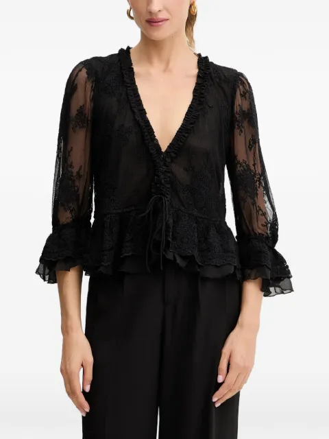 Bardot ruffled laced top Black 60028TB1