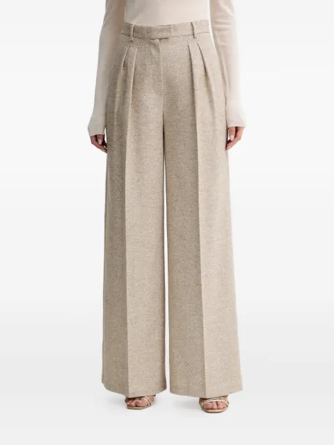 SIMONA CORSELLINI pleated herringbone trousers Neutrals A25CPPA01302
