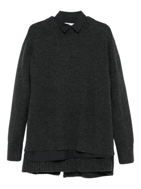 sacai layered classic-collar mini dress Grey 2508105