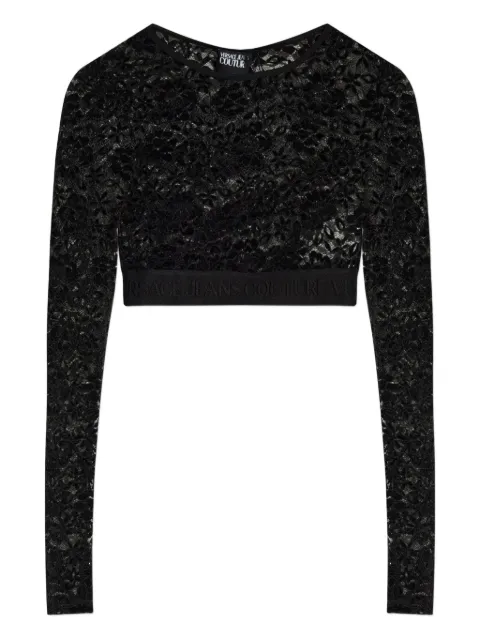 Versace Jeans Couture floral-lace long-sleeve top Black 79HAH218J0243