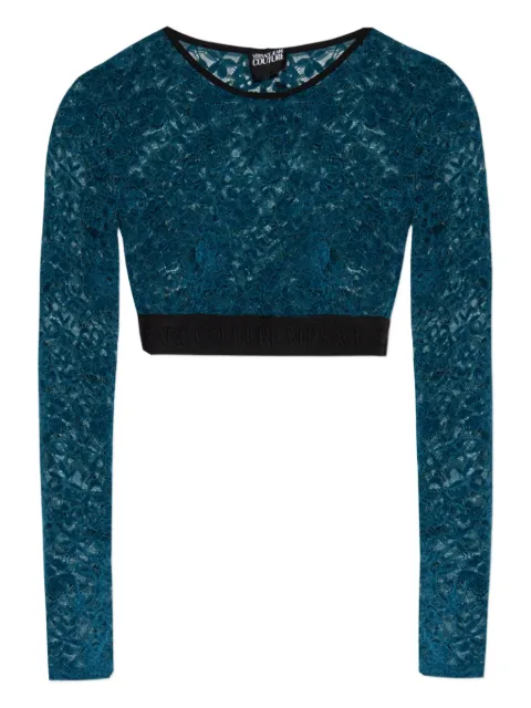 Versace Jeans Couture floral-lace cropped top Blue 79HAH218J0243