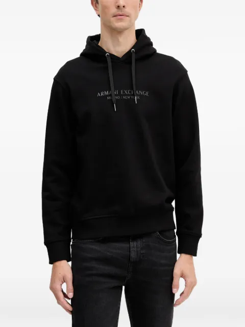 Armani Exchange long-sleeve logo-detail hoodie Black XM001294AF20934