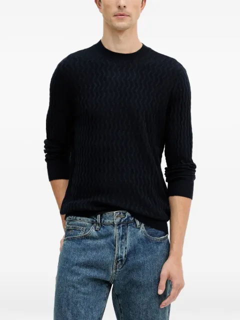 Armani Exchange patterned crew neck sweater Blue XM001560AF11982