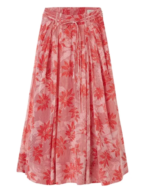 Lee Mathews Meredith floral-pattern maxi skirt Red M2503SK043