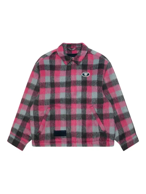 AAPE BY *A BATHING APE® checked zip-up jacket Pink AJK7743XXP