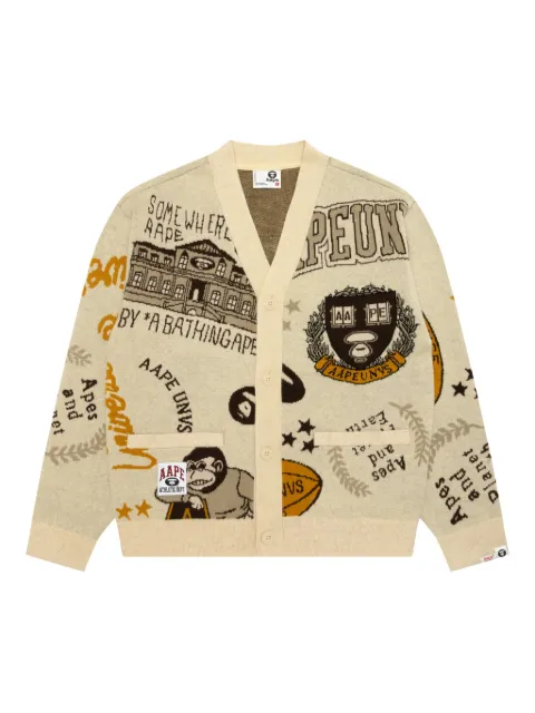 AAPE BY *A BATHING APE® graphic-design buttoned cardigan Neutrals AKNC394XXP