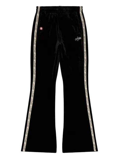 A BATHING APE® logo-embroidery tape-detail trousers Black APTC661XXP