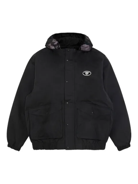 AAPE BY *A BATHING APE® logo-patch hooded jacket Black ADN7736XXP
