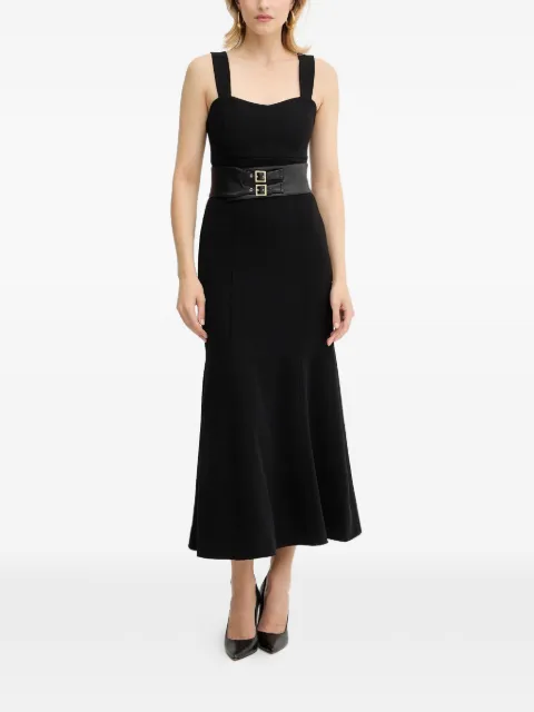 Armani Exchange sweetheart-neck belted midi dress Black XW000678AF16149