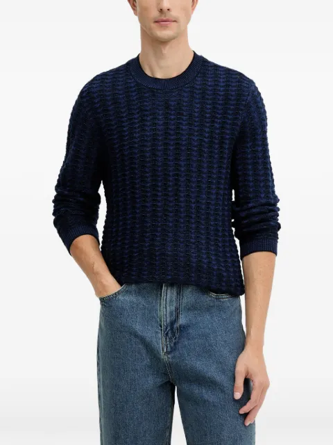 Armani Exchange textured crew neck sweater Blue XM001321AF11965