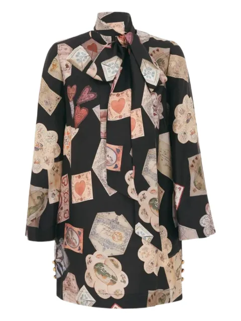 ZIMMERMANN Dream tie-neck printed mini dress Black 5800DF253