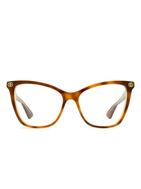 Gucci Eyewear logo butterfly-frame glasses Brown 30015979004